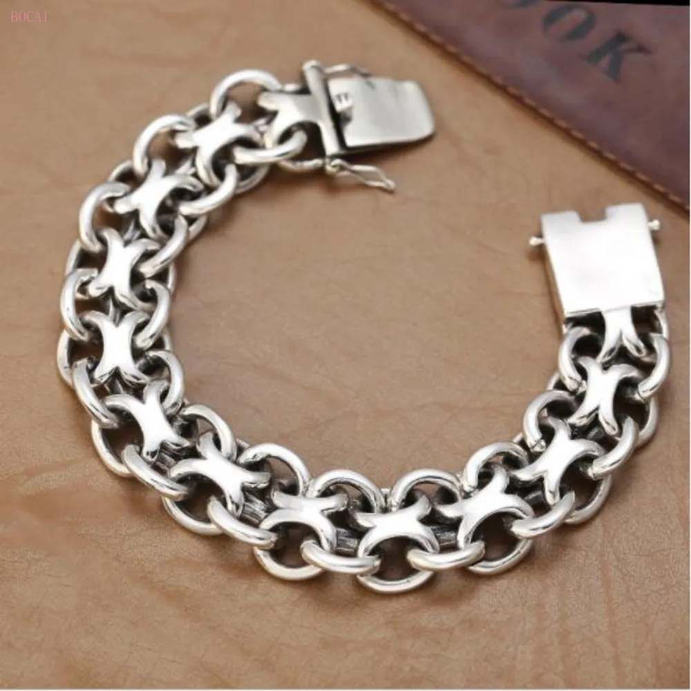 Браслет BOCAI из стерлингового серебра 925 пробы популярная индивидуальность плетка