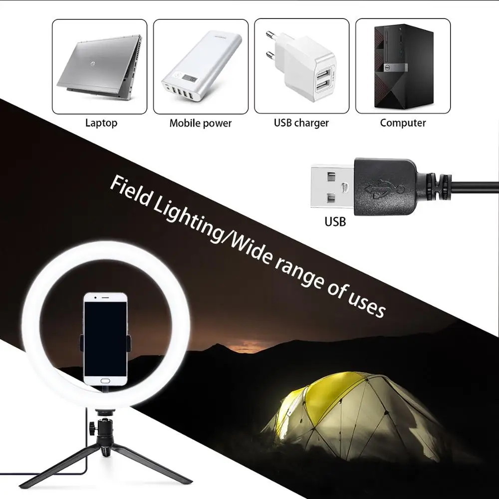 Fosoto 12 дюймов 30 см светодиодный кольцевой светильник для селфи USB порт