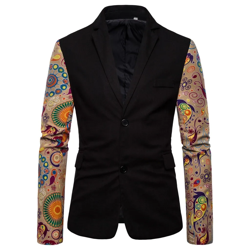 Блейзер Мужской с цветочным принтом приталенный силуэт блейзер для мужчин