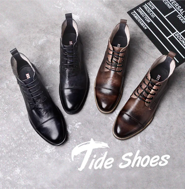 Ботинки мужские из натуральной кожи винтажные броги обувь ручной работы в