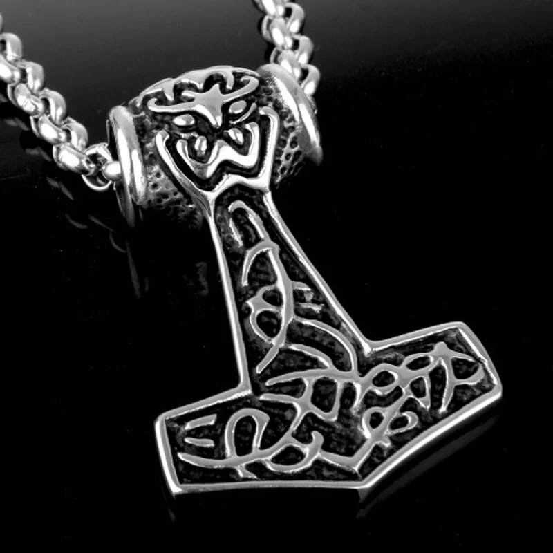 Мужской длинный кулон-талисман Тора из нержавеющей стали | Украшения и