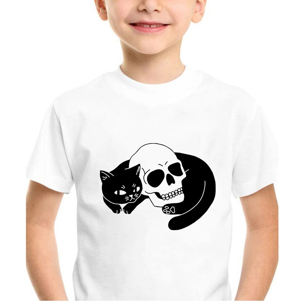

Rock Grim Reaper Printed Funny T-shirt Kid Boys Clothes Grunge Aesthetic Ropa Bebe Summer Short Sleeve Cartoon Camiseta Child