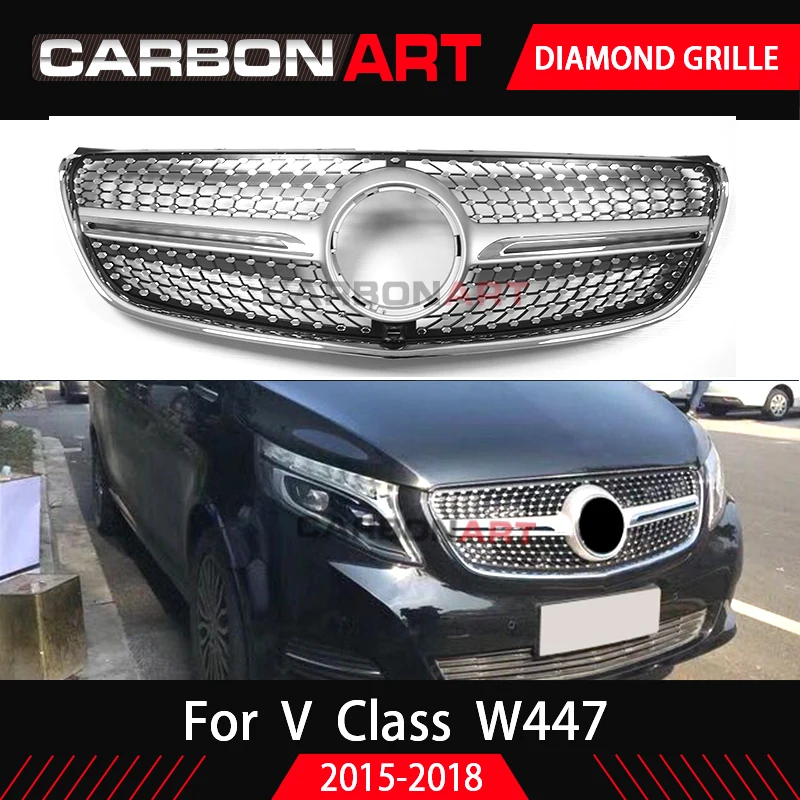 Алмазный гриль для MB V Class W447 Алмазная решетка черный серебристый хромированный