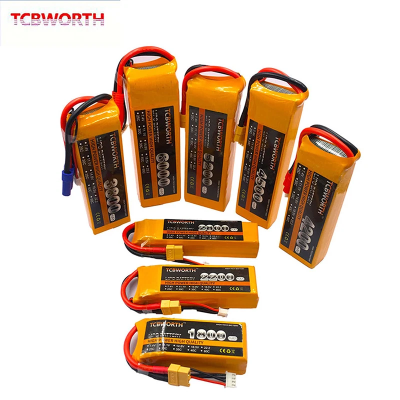 

7.4V 11.1V 14.8V 22.2V RC LiPo Battery 1800 2200 4200 5200 6000mAh 2S 3S 4S 5S 6S 25C 35C 60C For RC Airplane Drone Helicopter