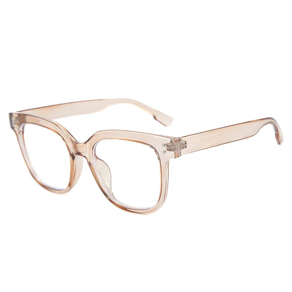 WHO CUTIE Anti Blue Light Blocking Computer Glasses Women Men Brand Design Rivet Square Frame Optical Lens Eyeglasses S131 - Цвет оправы: C4 light tea