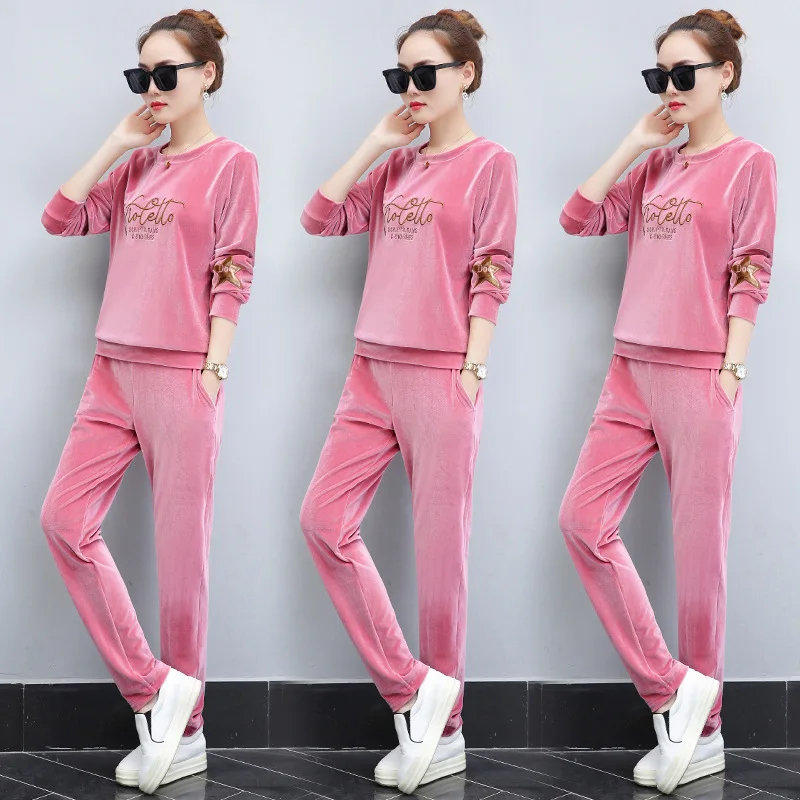 Женский осенне-зимний комплект из 2 предметов однотонный свитшота и брюк Женская