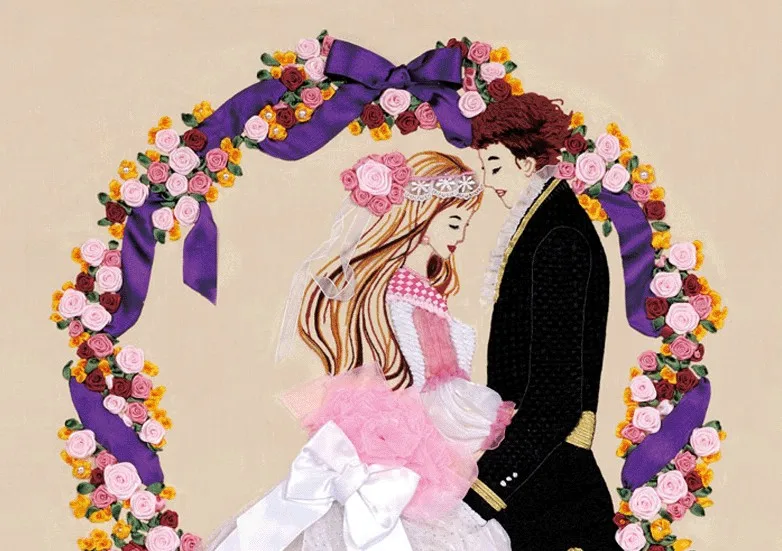 Набор шелковых лент с вышитыми 3d-рисунками для любителей свадебных торжеств