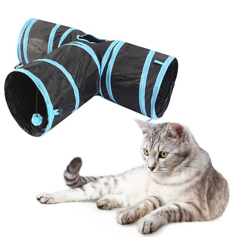 Туннель для кошек складной туннель с 3 отверстиями использования внутри