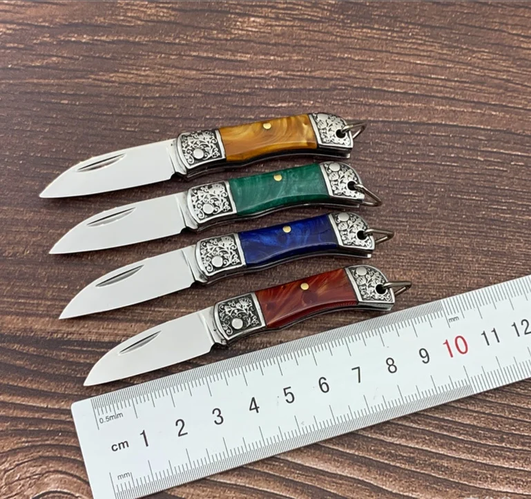 

High Quality Portable Stainless steel mini folding knife ladies self-defense fruit knife keychain
