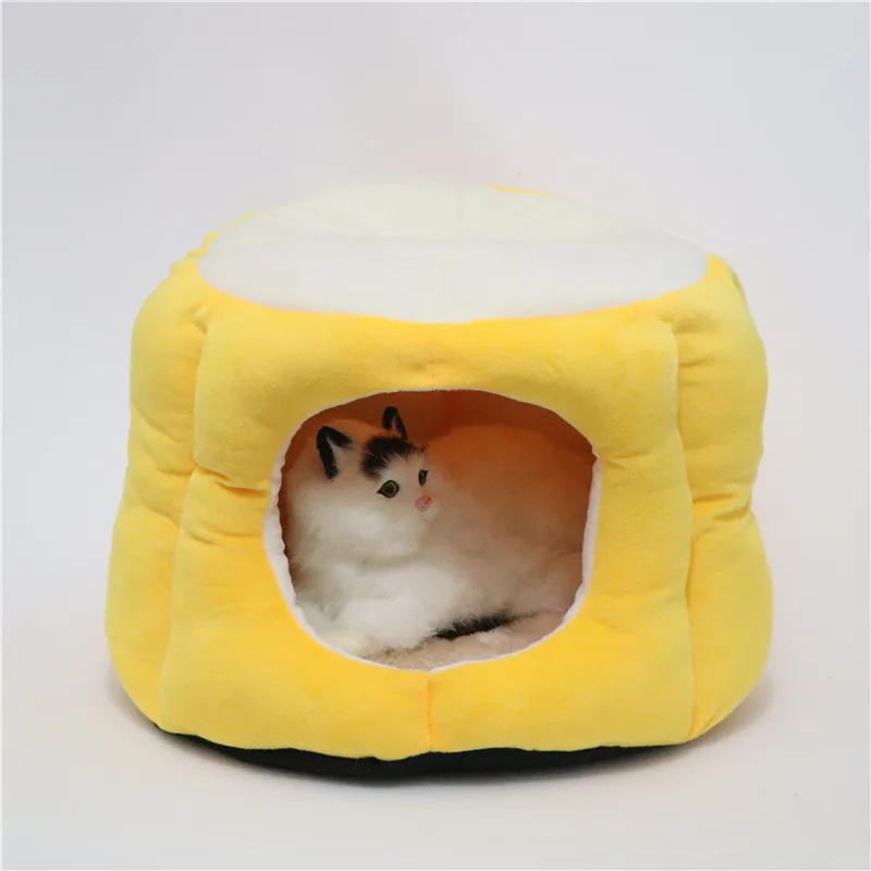 

2021 new dog beds and houses bed pet accessories For Mat cat Plush House cats plaid pets supplies Big small cushion Semi-closed