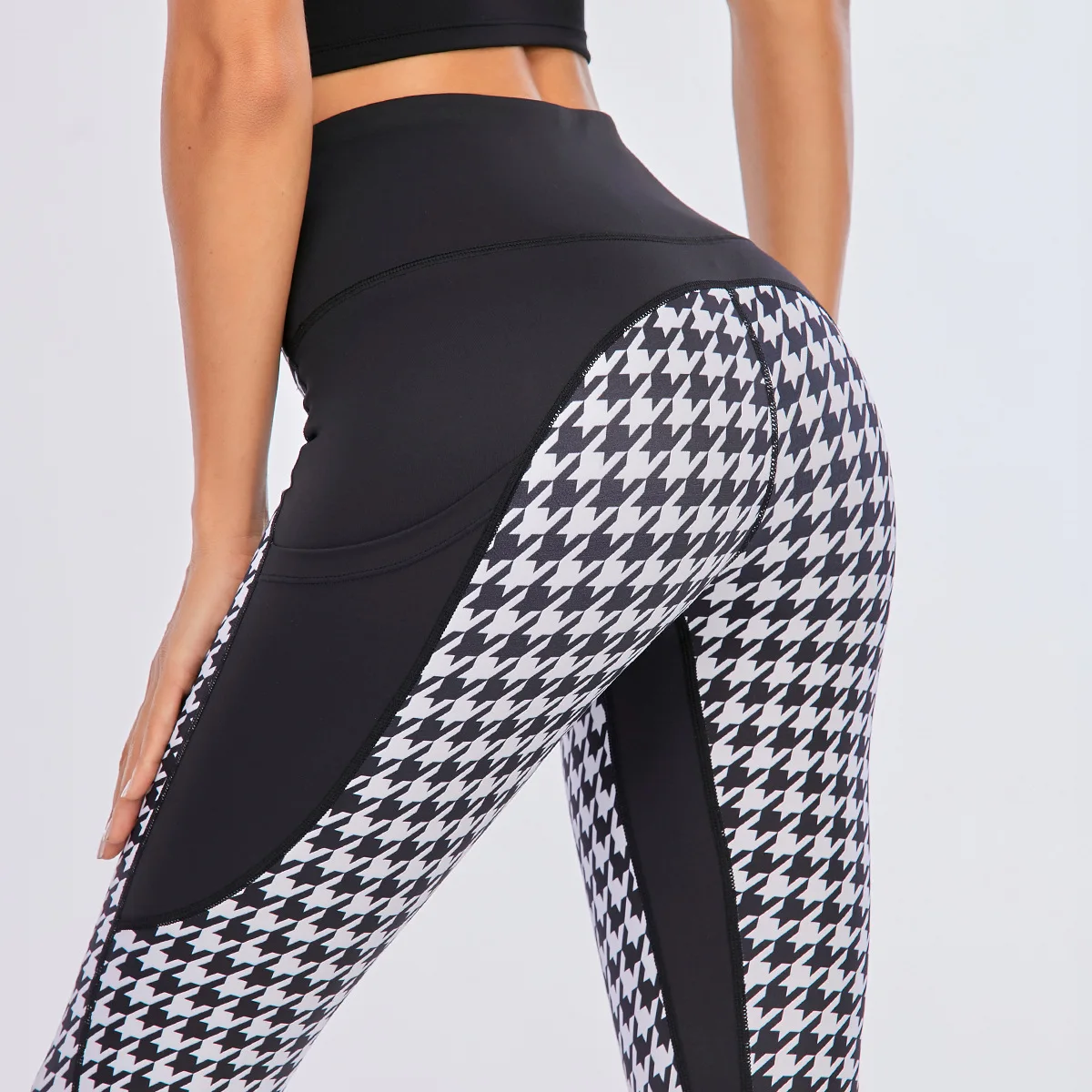 Леггинсы из лайкры с высокой талией карманами | Спорт и развлечения