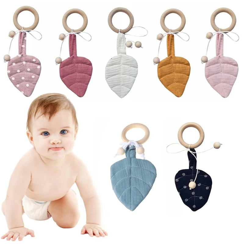 

Baby Wooden Teether Ring DIY Leaf Shape Chewing Teething Nursing Soother Molar