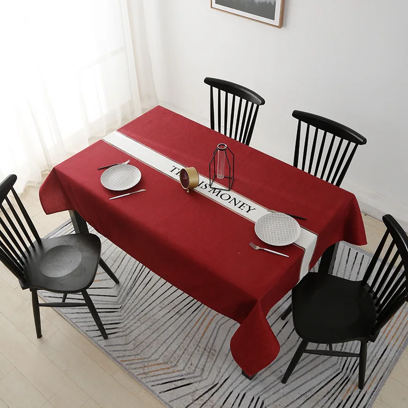 

Solid Color Tablecloth Rectangle Dining Table Cover Red Christams Party Table Cloth Pink Waterproof Polyester Home Decor T422