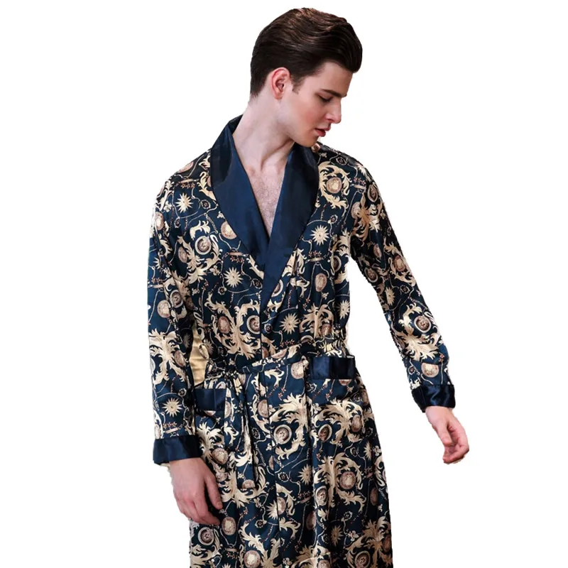 2021 Роскошные атласные шелковые халаты Мужской халат кимоно для мужчин с длинным