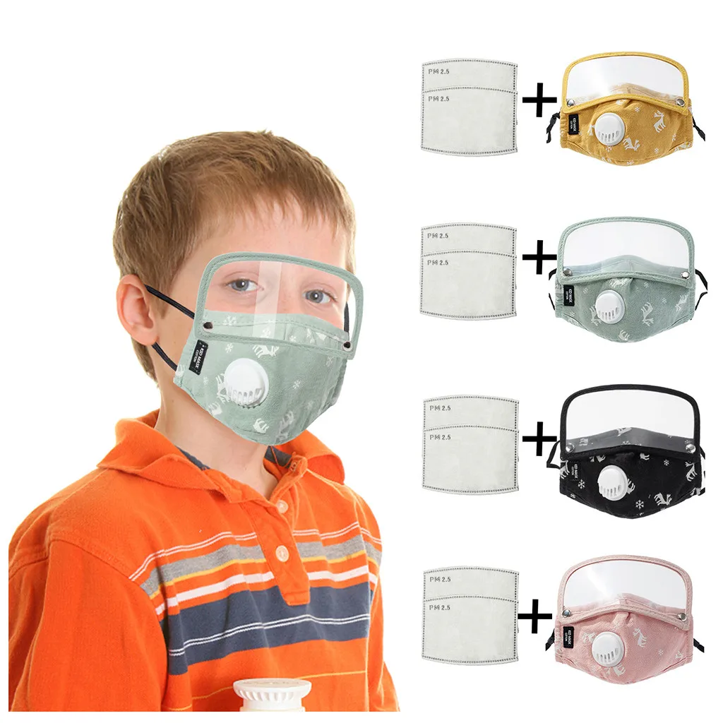 1PC Kids' Face Maske Washable Reusable With 2pcs Filters Detachable Eye Shield face cover anti-spray health protective máscara |