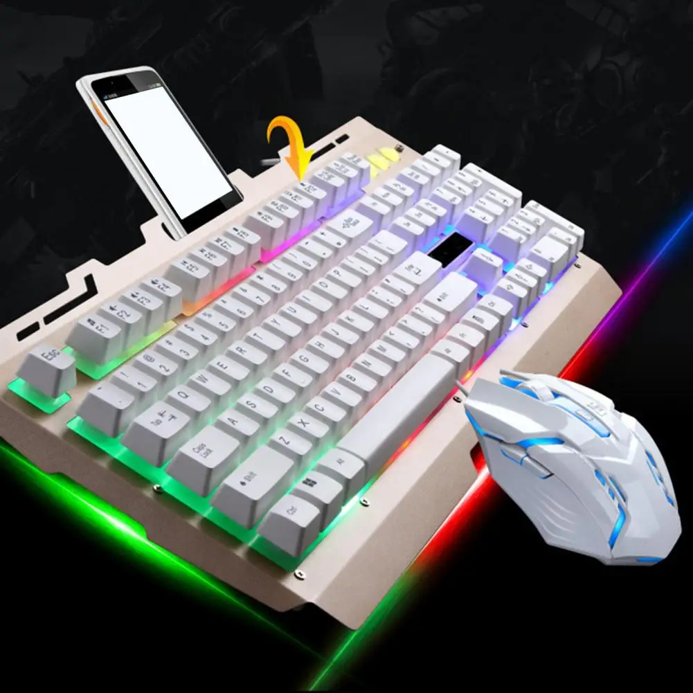 

G700 Game Luminous Wired USB Mouse and Keyboard Suit With Rainbow Backlight LED Lights Mechanical Keyboard 2400 DPI Gaming Mouse