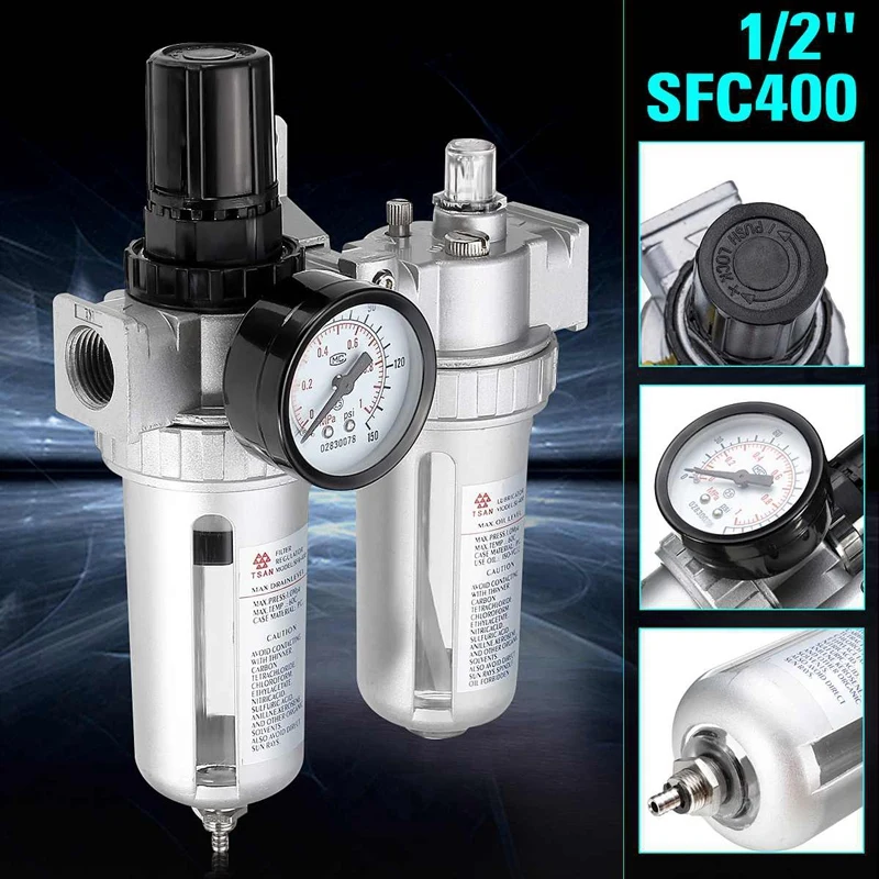 SFC400 1/2 Air Compressor Fuel Oil Water Moisture Lubricator Trap Filter Regulator Connection Pneumatic Parts | Автомобили и