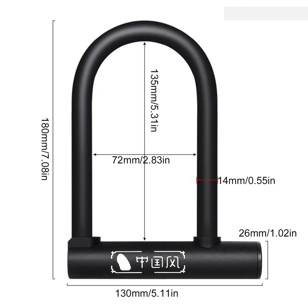 

Bicycle U Lock MTB Road Bike Wheel Lock 2 Keys Anti-theft Safety Motorcycle Scooter Cycling Lock Bicycle Accessories