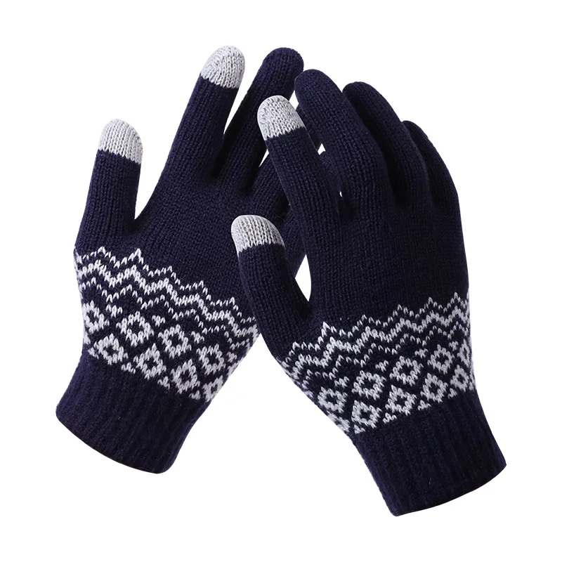 

1 Pair New Fashion High Quality Winter Warm Geometric Knitted Touch Screen Gloves Adult Men Women Unisex Full Finger Mittens