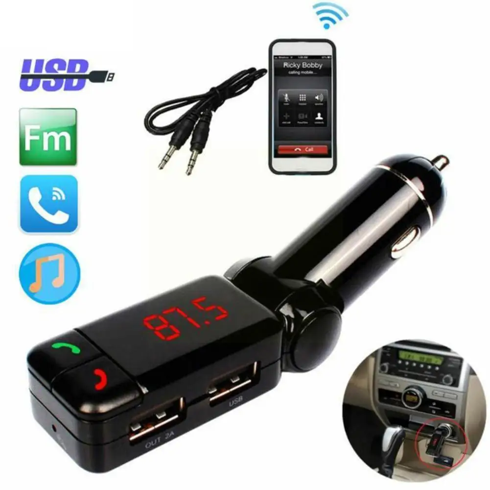 

FM-передатчики Bluetooth автомобильный комплект громкой связи Aux Mp3 Дисплей плеер светодиодный USB с двойным Q1I8