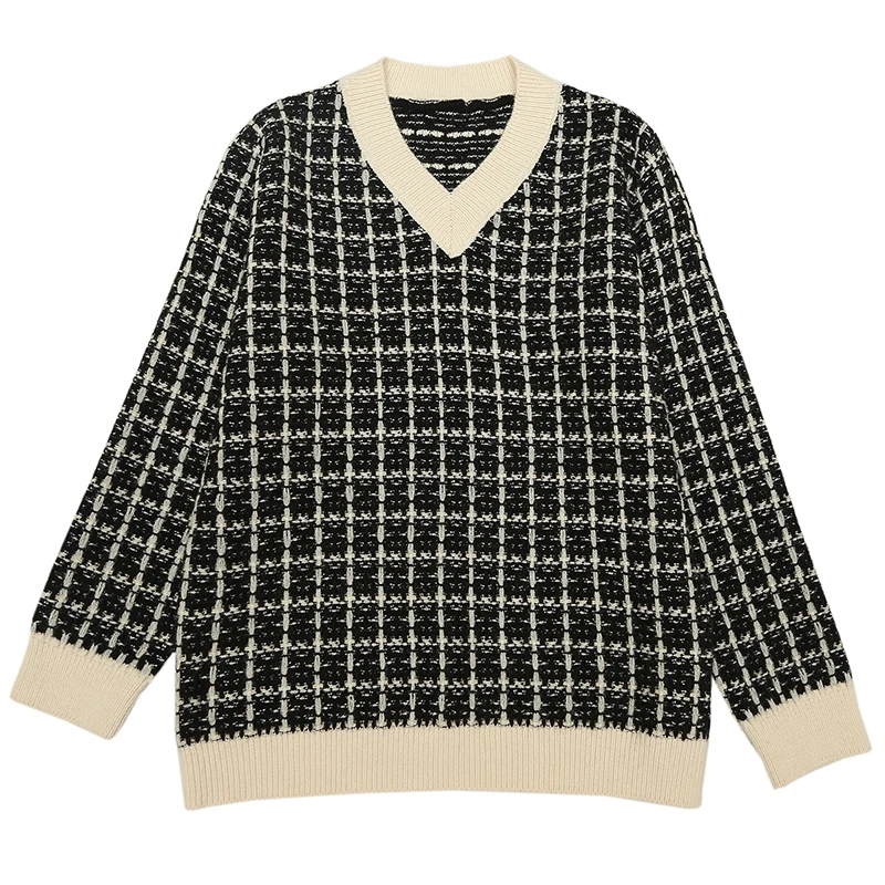 

ladies sweater women autumn winter tops clothes 2019 knitted pullover knitwear v-neck loose sweaters female A5670