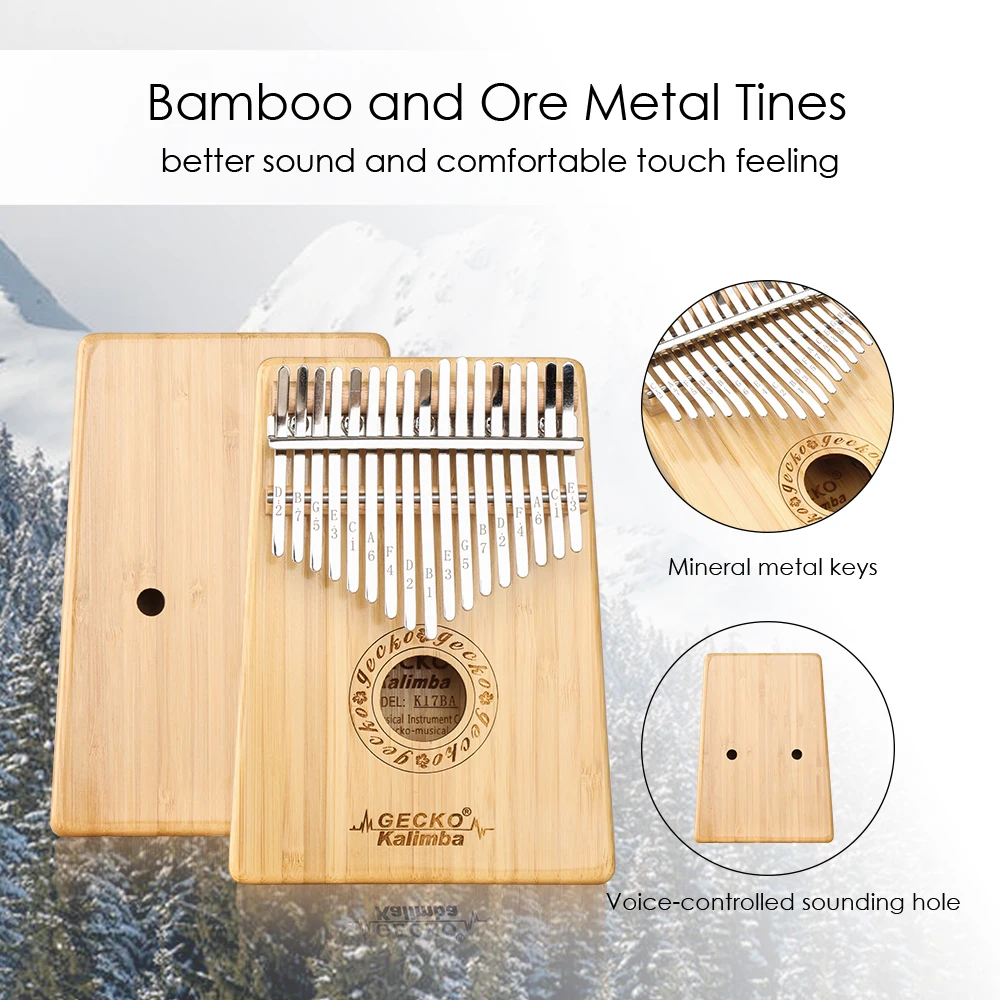 B tone GECKO Kalimba 17 клавиш бамбуковое пианино для большого пальца и защитная коробка EVA