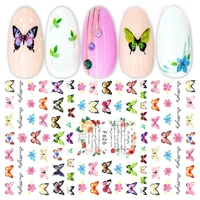 127 5cm butterfly flower pattern nail sticker water transfer decal sliders for nail art decoration accessories kits
