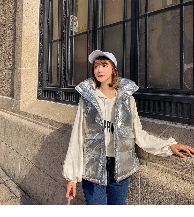 Женская куртка 2019 новый легкий однотонный жилет пуховик с капюшоном хлопковое