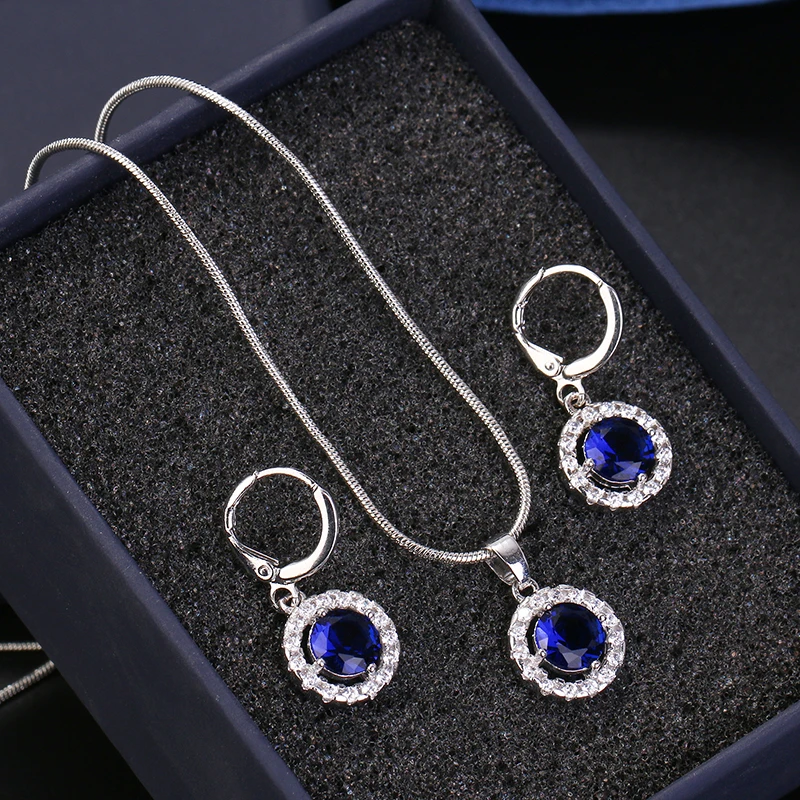 Модные роскошные круглые циркониевые женские свадебные ювелирные наборы с