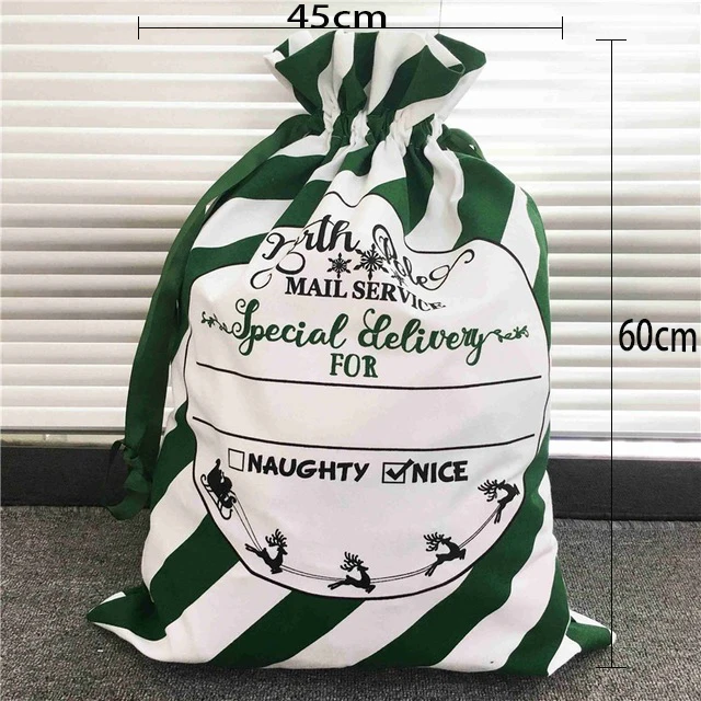 

2020 New Year Gift Santa Sacks Large Santa Claus Bag Christmas Canvas Gift Bags Drawstring Cotton Santa Party Supplies