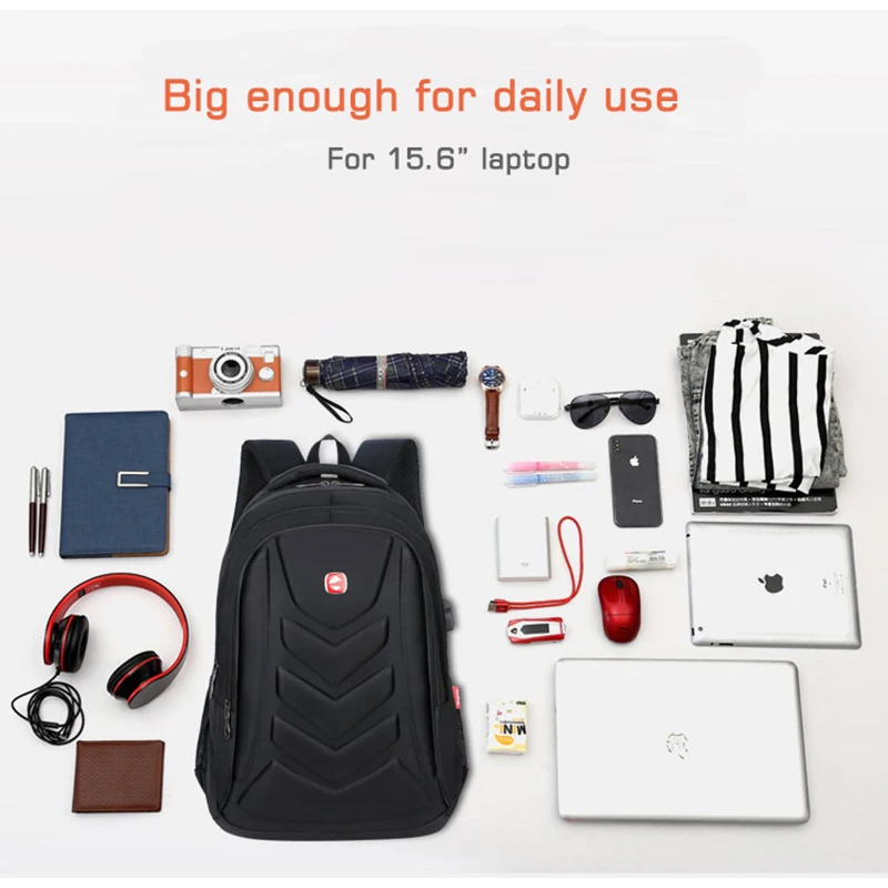 Рюкзак через плечо для ноутбука вместительная школьная сумка с USB портом зарядки