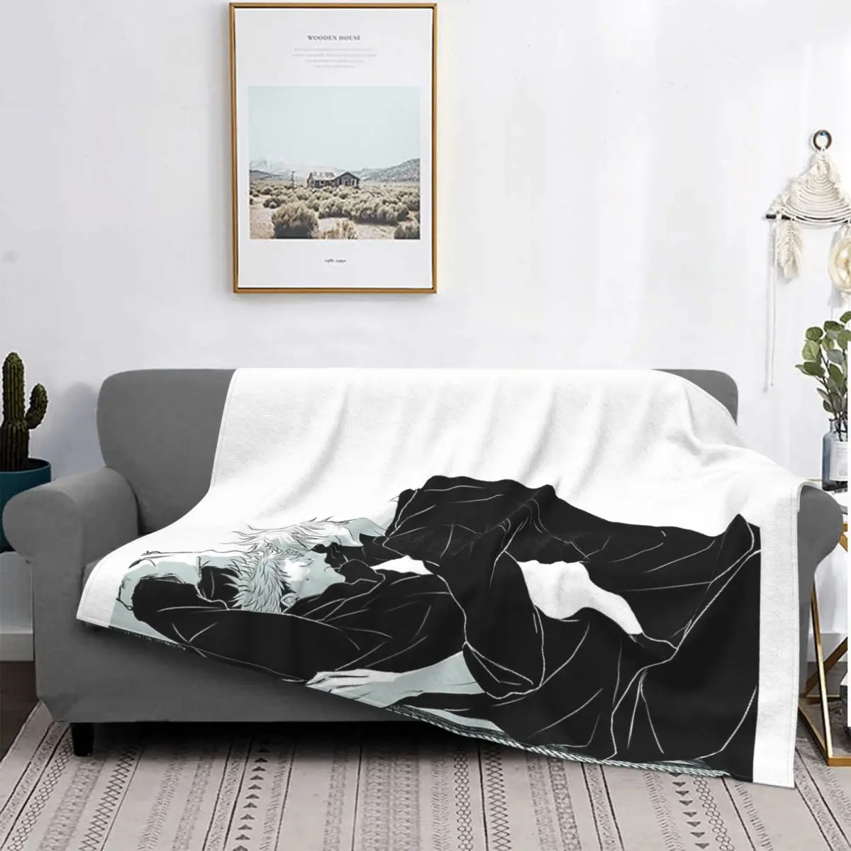 

Плед с капюшоном в клетку юдзютсу кайсен-итадора Юджи X Сатору годжоу