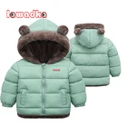 Lawadkaзимнее плотное детское пуховое хлопковое пальто с капюшоном с ушками для детей от 2 до 6 лет модная детская куртка для мальчиков и девочек, парка, верхняя одежда