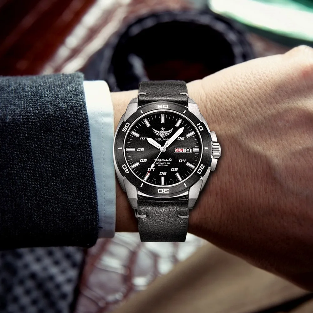 Мужские наручные часы T100 с Тритием мужские для дайвинга Yelang автоматические