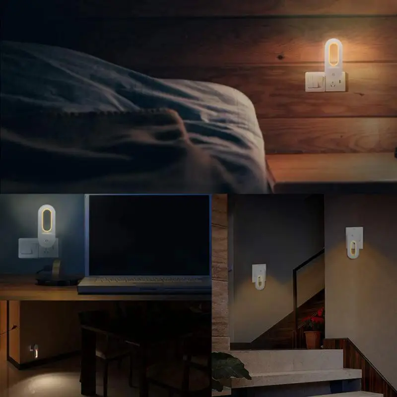 

2/4PCS 0.7W Wall LED Night Light Lamp Auto Dusk to Dawn Sensor for Kids Bedroom US/EU Plug