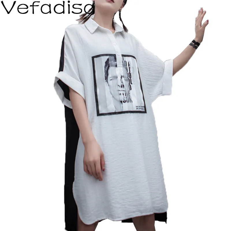 

Vefadisa Black White Stitching Color Women Blouse 2021 Summer Batwing Sleeve Casual Shirts Patchwork Pullover Shirts QYF6138