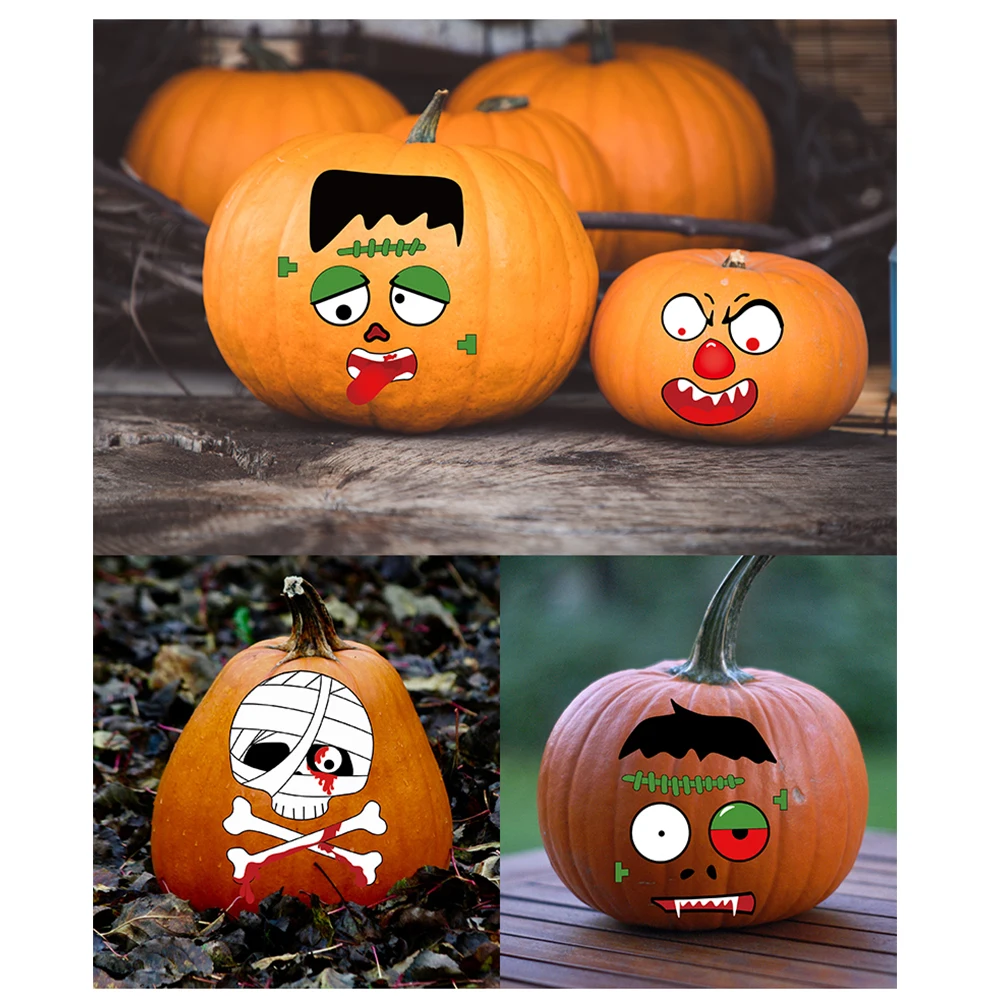 

Halloween Pumpkin Decoration Stickers,Ghost Face Stickers Waterproof Weara Home Party Festival Supplies Decor