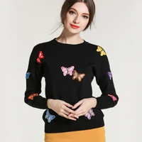 2020 winter womens sweaters and pullovers knitted butterfly appliques sweater top long sleeve womens casual autumn sweater fem