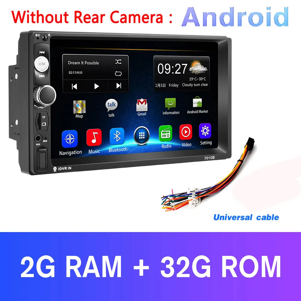 2G And 32G Podofo 2Din Android автомобильный Радио мультимедийный плеер ram 2G+ rom 3 2G gps Навигация BT FM WiFi без dvd 2 DIN Радио Для VW Nissan Kia - Цвет: 2G And 32G