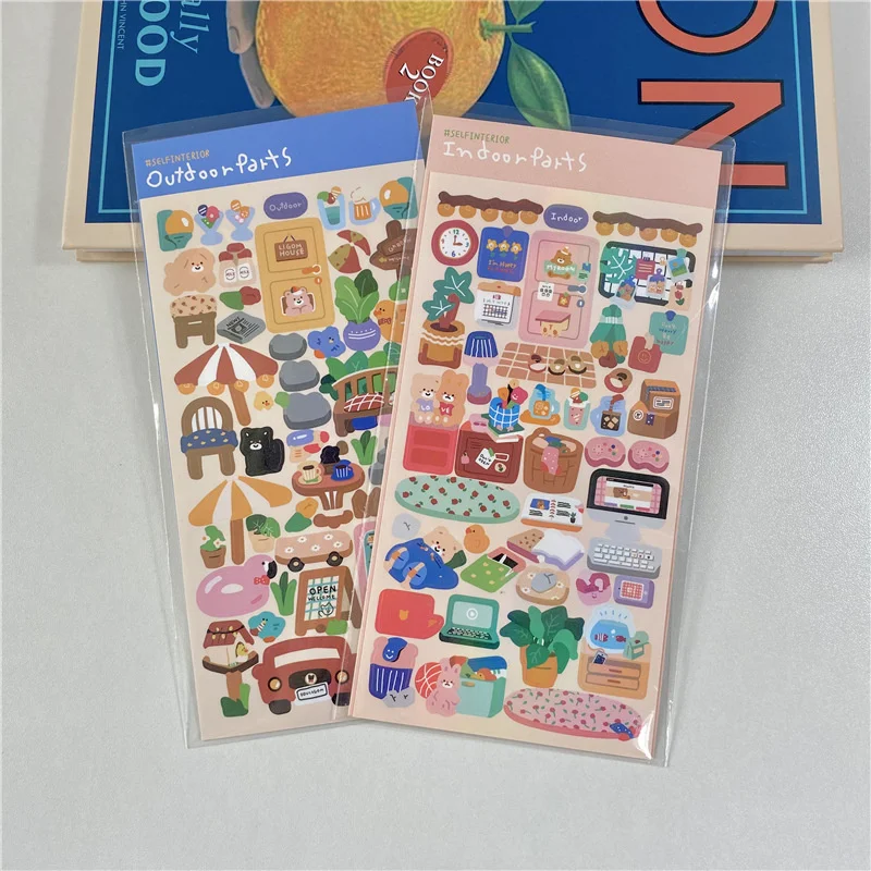 

Cartoon Bear Rabbit Picnic Laser Cute Stickers Waterproof Kawaii Paster Stationery Mobile Phone Children Diy Decorative Sticker
