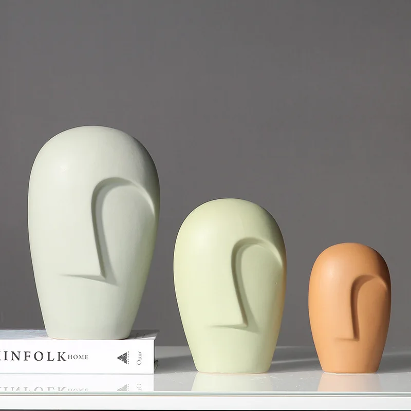 

New creative Nordic modern simple face ceramic vase model room Club exhibition hall personalized ornaments