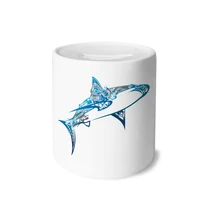 blue ocean shark biology fish money box saving banks ceramic coin case kids adults
