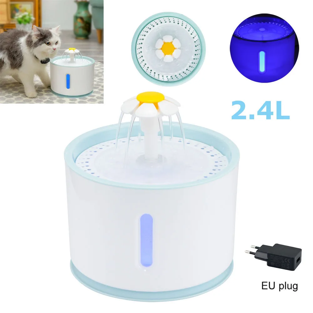 

2.4L Automatic Pet Cat Water Fountain Dog Cat Drinking Fountain Drinker Feeder Bowl Water Dispenser with EU US UK Plug Adapter