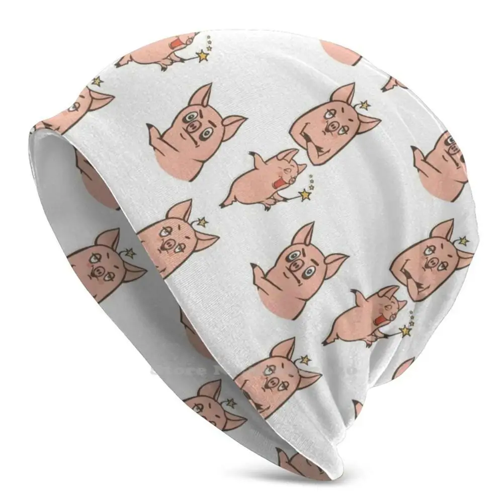 

Cute Piggie Sticker Crazy Just For You Outdoor Sports Windproof Cap Casual Beanie Cow Animals Moo Cute Humors Cow Pile