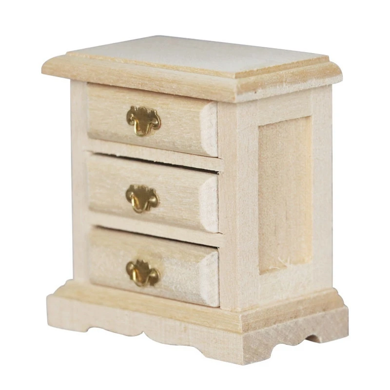 

1/12 Dollhouse Miniature Bedside Table with Drawer Mini Bedroom Bedside Table Simulation Bedroom Furniture Kids Toy