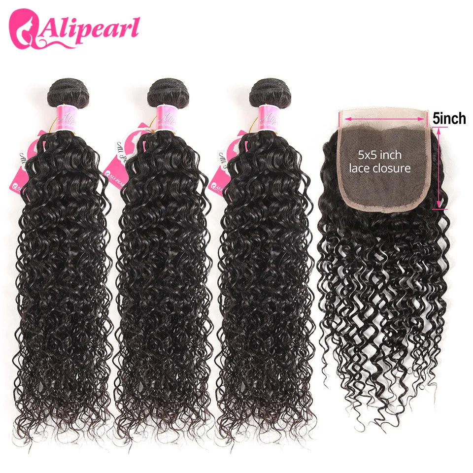 Кудрявые пучки с 5х5 закрытием свободная часть бразильские Kinly вьющиеся