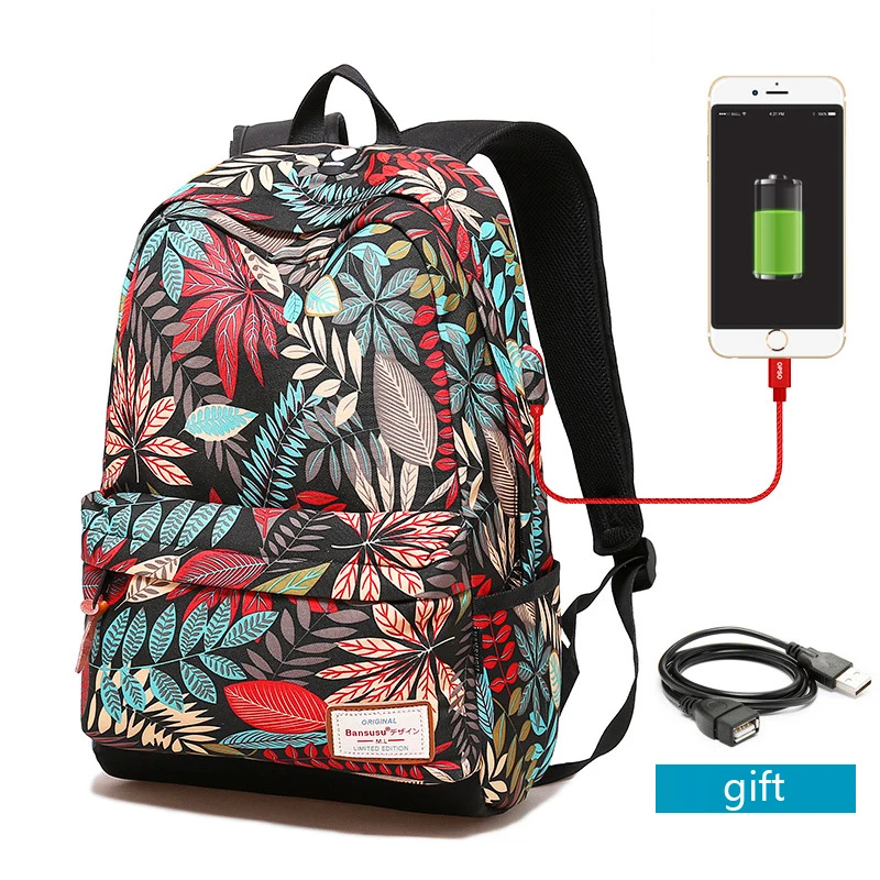 Школьные ранцы для девочек, женский рюкзак для ноутбука с USB-зарядкой для девочек-подростков, сумки для студентов колледжей и школ
