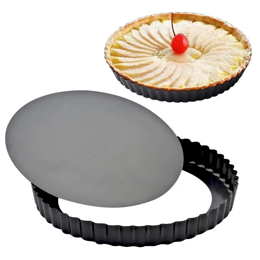 9 Inches Quiche Pans Removable Bottom Mini Tart Pans Set Baking Tray Tart Mold Non-Stick Removable Loose Bottom Cheesecake Pan