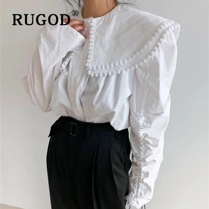 Женская блузка с кукольным воротником RUGOD элегантный топ длинным рукавом