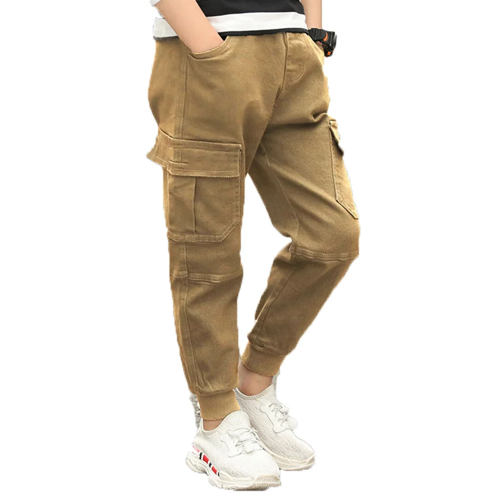 

Cotton Blend Spring & Autumn Boys Trousers New 2022 Korean Version Fashion Elastic Waist Casual Overalls Slim Children's Pants